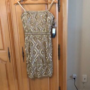 Adrianna Papell beaded strapless dress